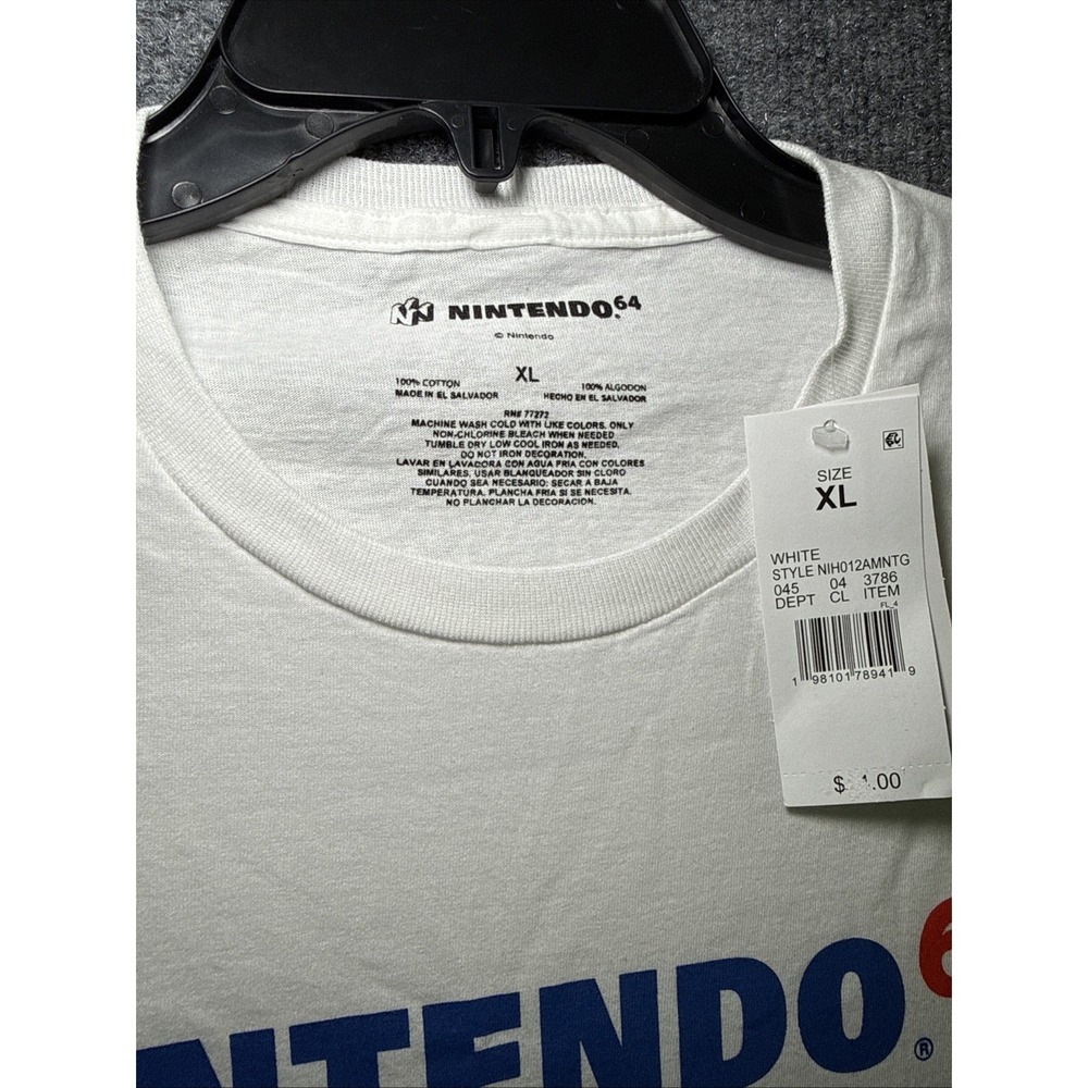Nintendo 64 Graphic T-Shirt White N64 Logo Retro Gaming Tee Size XL NWT - Picture 3 of 5